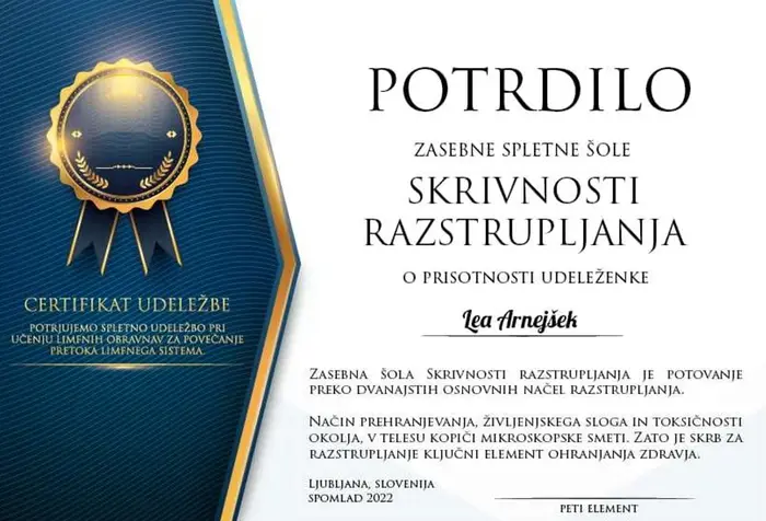 Certifikat oziroma potrdilo Lee Arnejšek 7