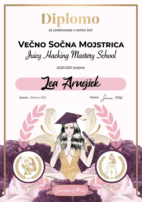 Certifikat oziroma potrdilo Lee Arnejšek 13