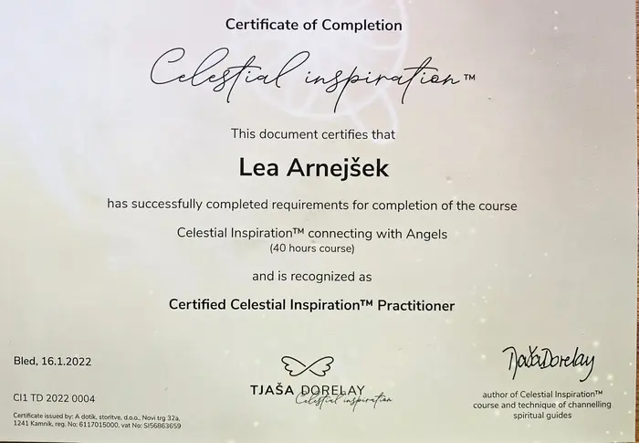 Certifikat Celestial Inspiration
