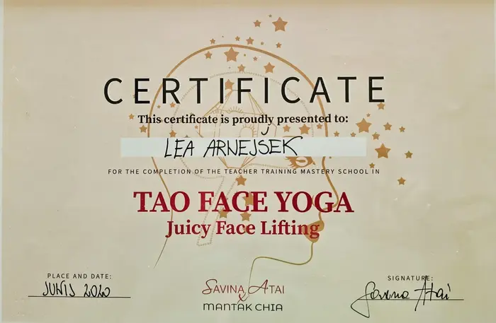 Certifikat Tao Face Yoga